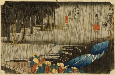 Chuva de primavera em Tsuchiyama de Utagawa Hiroshige