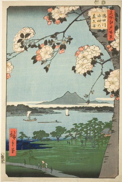 Santuário Suijin d primeiro som te sumida rive r (rio sumida suijin floresta primeiro), da série s ``Ridge dre d fa net views fedo (cem vistas de Edo)