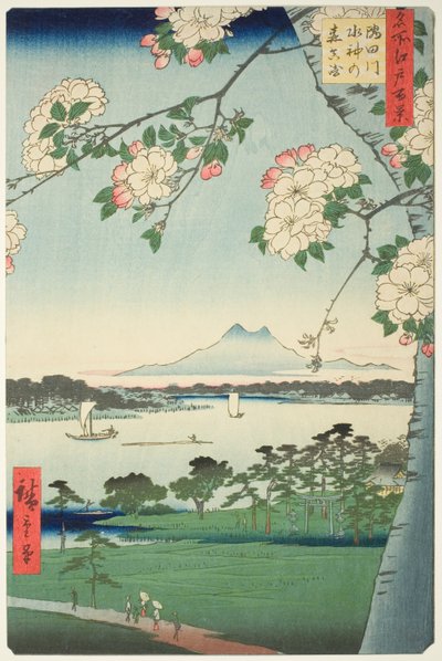 Santuário Suijin d primeiro som te sumida rive r (rio sumida suijin floresta primeiro), da série s ``Ridge dre d fa net views fedo (cem vistas de Edo)