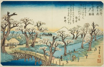 Gow na ponte Koganei (ponto de verificação Koganei-bashi), da série Te de Utagawa Hiroshige