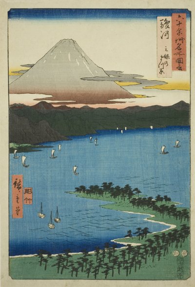 Projeto Suruga: Tee pine G color em Miho (Suruga, Miho no Matsubara), da série de TV "P Lawinses" de Utagawa Hiroshige