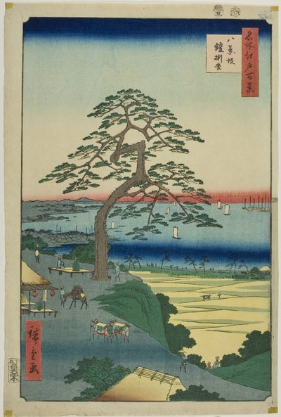 O pinheiro de Hakkeizaka (Hakkeizaka Yoroikakematsu), da série "Cem vistas famosas de Edo (Meisho Edo hyakkei)" de Utagawa Hiroshige