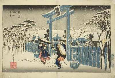 O Santuário de Gion na Neve (Gionsha setchu), da série "Lugares Famosos em Kyoto (Kyoto meisho no uchi)" de Utagawa Hiroshige