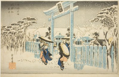 O Templo de Gion na Neve (Gionsha setchu), da série "Lugares Famosos em Kyoto (Kyoto meisho no uchi)" de Utagawa Hiroshige