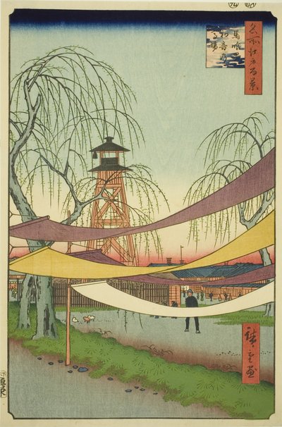 Teha Jori Jin G Lownds at Exposure - Escrito (Exosure - Escrito por Tsune no Baba), da Série Te "Ridges of ridges Views of Edo (Cem Vistas Famosas de Edo) ” de Utagawa Hiroshige