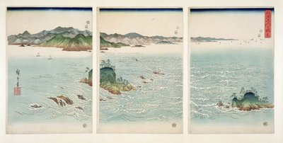 As corredeiras de Naruto na província de Awa, da série "Snow, Moon and Flowers", 1857 (xilogravura) de Utagawa Hiroshige
