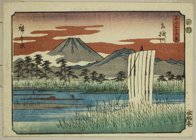 O rio Sagami (Sagamigawa), da série "Trinta e seis vistas do Monte Fuji (Fuji sanjurokkei)" de Utagawa Hiroshige