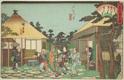 Te Tagawa e outros membros de urânio F teoria de Daionji (em frente a Daionji, Tagawaya), da série s "Redes Fa menos outros urânio ts de Edo (série de revisão de nomes antigos de Edo) ” de Utagawa Hiroshige