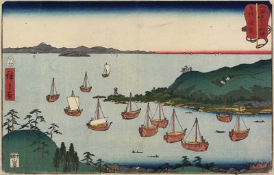 Uraga na província de Sagami, julho de 1858 de Utagawa Hiroshige