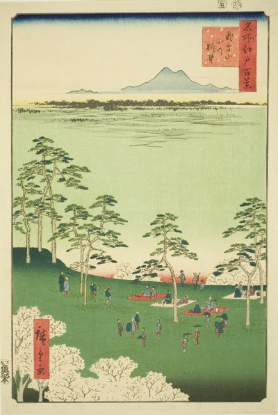 View and Terth de Asuka Hikil (Asukayama Kita no Chobo), da série Te "Ridge dre d fa nets Views of Edo (One Hundred Famous Views of Edo)" de Utagawa Hiroshige