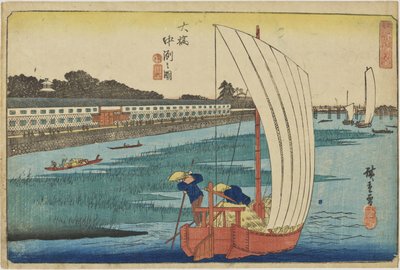 «Banco de areia em Ōhashi», da série «Vistas Notáveis de Edo» de Utagawa Hiroshige