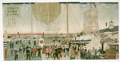 Marinha japonesa testando um balão de ar quente em Tsukiji de Utagawa Hiroshige III