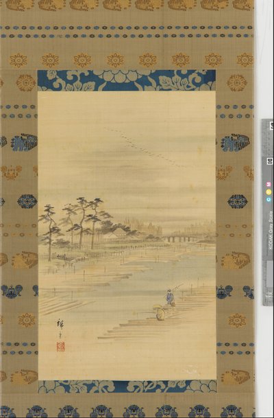 Rio-paisagem: serrarias e jangadas, meados do século XIX. de Utagawa Hiroshige II
