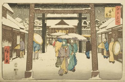 Santuário Shinmei em Shiba (Shiba Shinmeig?) (impressão em bloco de madeira colorida) de Utagawa II Hiroshige