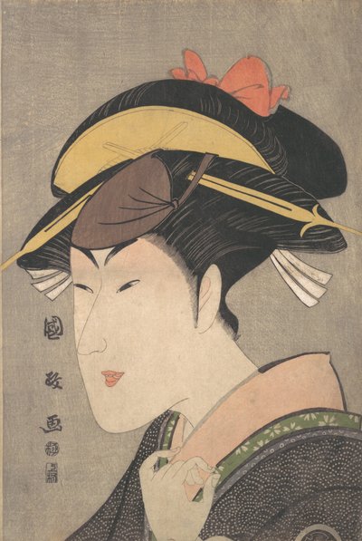 O ator Matsumoto Yonesaburo no papel de uma mulher, final da década de 1790. de Utagawa Kunimasa