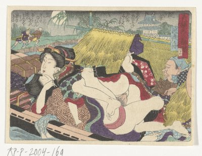 Balsa no Yodo. local de parada The Erotic Road to the Capital (título da série) de Utagawa Kunisada (I) (attributed to)
