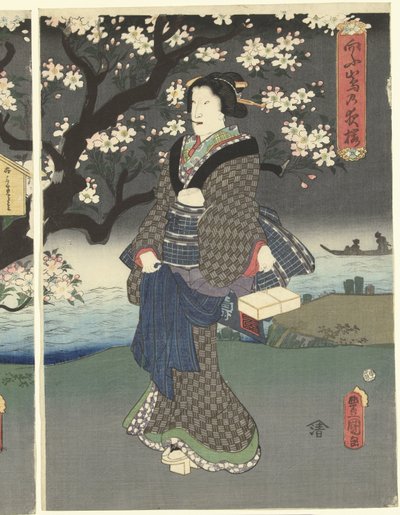 Passeio nocturno ao longo do rio de Utagawa Kunisada (I)