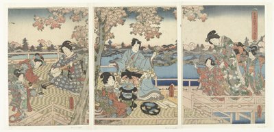Um banquete de Primavera para os Genji Orientais
Azuma Genji hana no yuen (título sobre o objecto) de Utagawa Kunisada (I)