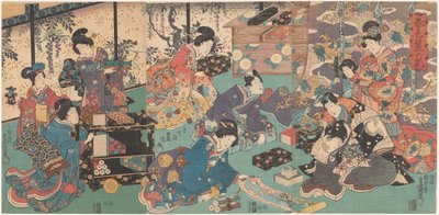 Apresentação de livros e rolos manuais de Utagawa Kunisada (I)