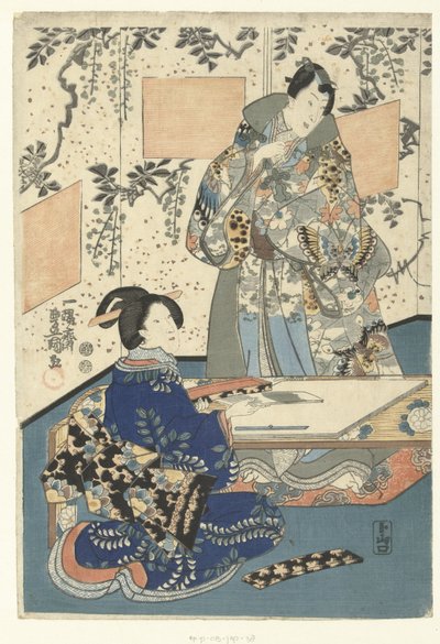 Príncipe Genji e dama da corte de Utagawa Kunisada (I)