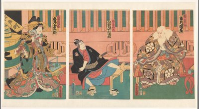Cena da peça Sukeroku, The Cherry Blossom of Edo Scene uit Sukeroku de kersenbloesem van Edo de Utagawa Kunisada (I)