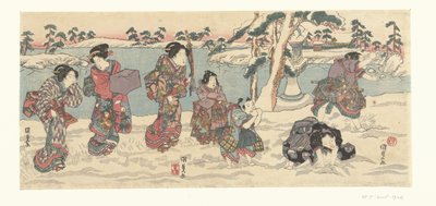 Atirar bolas de neve de Utagawa Kunisada (I)