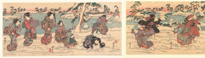 Atirar bolas de neve de Utagawa Kunisada (I)