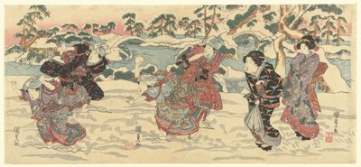 Atirar bolas de neve de Utagawa Kunisada (I)