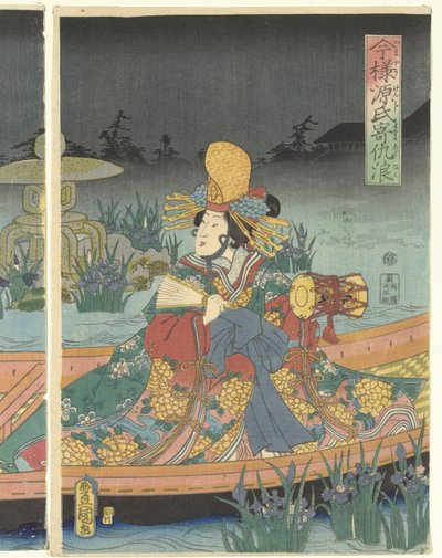 Ondas inimigas aproximam-se do Príncipe Genji dos tempos modernos
Imayo Genji yoseru adanami (título sobre o objecto) de Utagawa Kunisada (I)