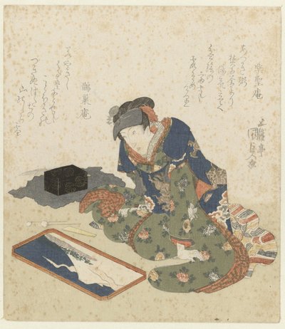 A mulher faz uma pintura de areia de Utagawa Kunisada (I)