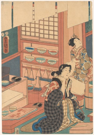 As mulheres fazem impressões (parte esquerda) de Utagawa Kunisada (I)