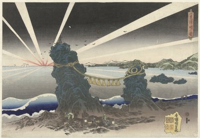 Nascer do sol em Futamigaura
Futamigaura akebono no zu (título sobre o objecto) de Utagawa Kunisada (I)