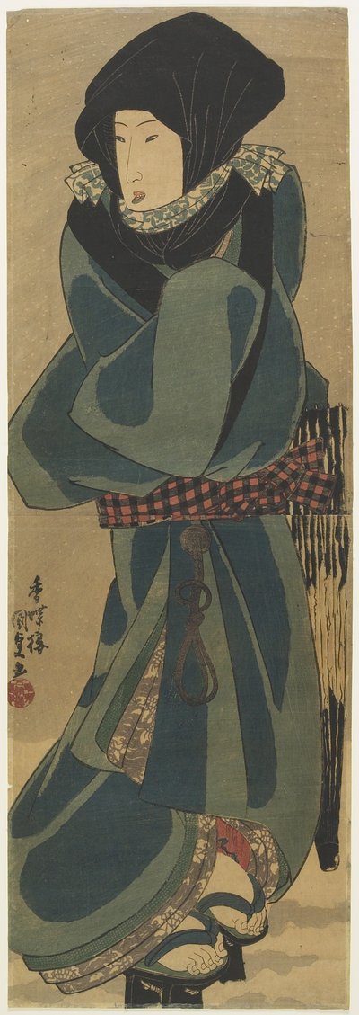 (Mulher de capa e capuz), c. 1830-1844 de Utagawa Kunisada