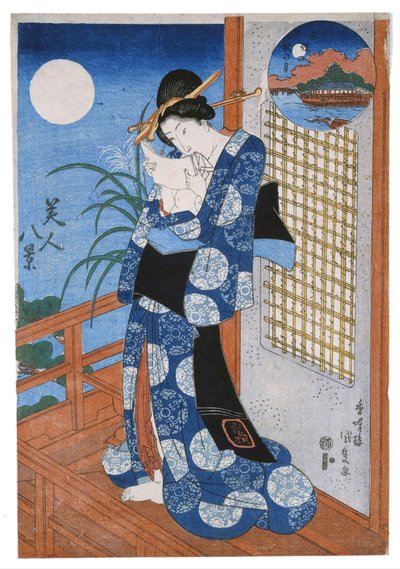 Lua de outono sobre Miho de Utagawa Kunisada