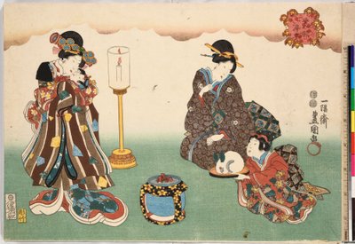 Evening Snow Bo-setsu, da série Eight Figural Views Sugata Hakkei, ca. 1850., c. 1850 de Utagawa Kunisada