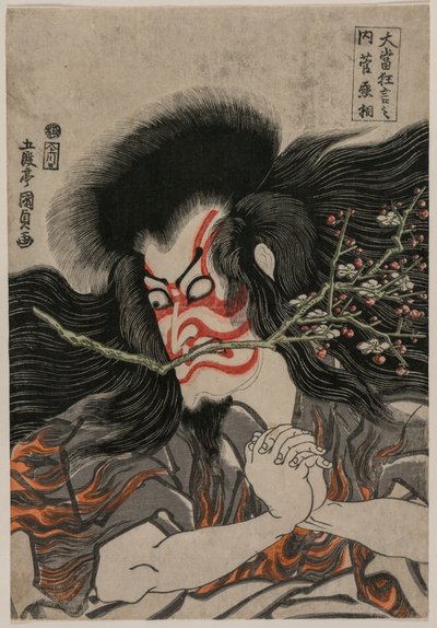 Ichikawa Danjuro VII como Kan Shojo no Mt. Tenpai Scene, da série Famous Kabuki Plays de Utagawa Kunisada