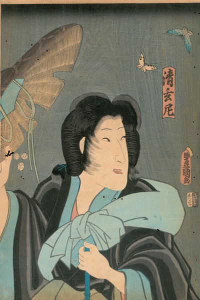 Poeta e borboleta, publicado por Otaya Takichi de Utagawa Kunisada
