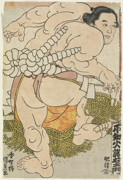 O lutador de Yokozuna Shiranui Dakuemon do estábulo de Higo, 1830-1844 de Utagawa Kunisada