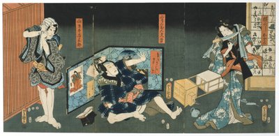 Cena de teatro, 1844 de Utagawa Kunisada