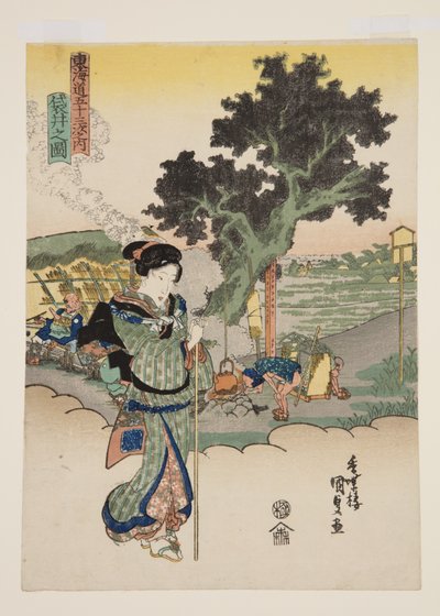 Vista de Fukuroi (Fukuroi no zu) (impressão em bloco de madeira a cores) de Utagawa Kunisada