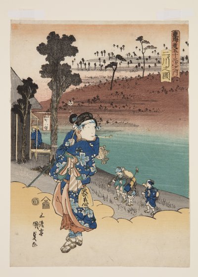 Vista de Futakawa (Futakawa no zu) (impressão a cores do bloco de madeira) de Utagawa Kunisada