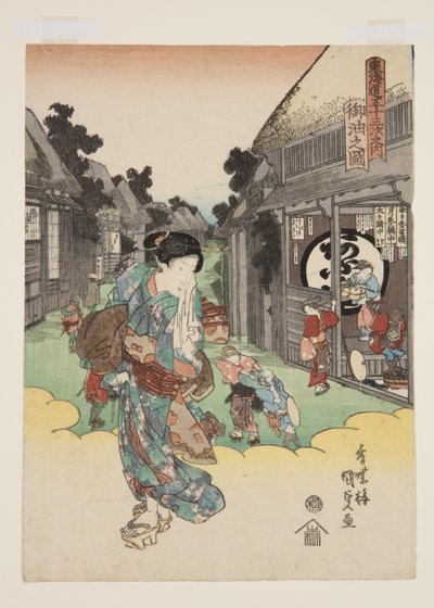 Vista de Goyu (Goyu no zu) (impressão em bloco de madeira a cores) de Utagawa Kunisada