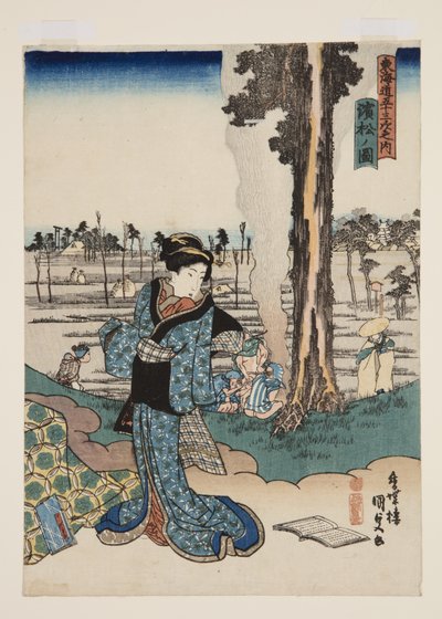 Vista do Hamamatsu (Hamamatsu no zu) (impressão em bloco de madeira colorida) de Utagawa Kunisada