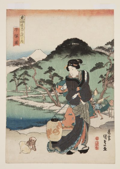 Vista de Hiratsuka (Hiratsuka zu) (impressão em bloco de madeira a cores) de Utagawa Kunisada