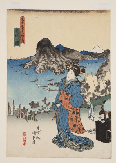 Vista de Maisaka (Maisaka no zu) (impressão em bloco de madeira a cores) de Utagawa Kunisada