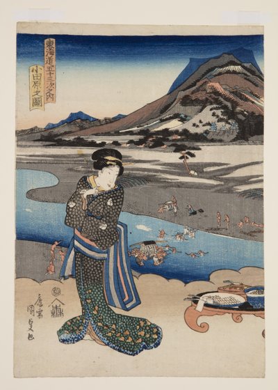 Vista de Odawara (Odawara no zu) (impressão em bloco de madeira a cores) de Utagawa Kunisada