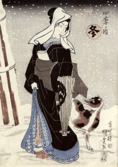 Winter, da série &39;Shiki no uchi&39; (As Quatro Estações) (print xilogravura a cores) de Utagawa Kunisada