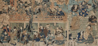 A demonstração Kagamiyama (xilogravura colorida montada a bordo) de Utagawa Kunisada III