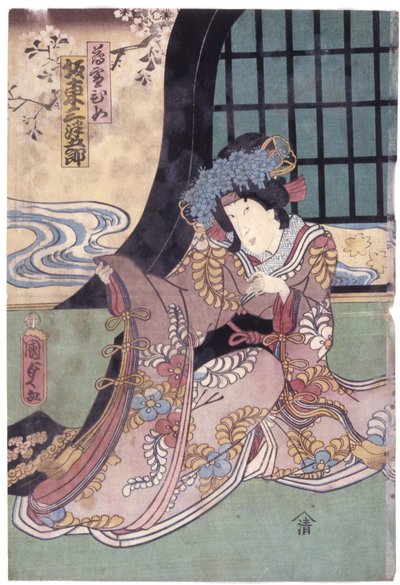 Banda? Mitsugor? Vi In The Role Of Usuyukihime (impressão em bloco de madeira a cores) de Utagawa Kunisada II