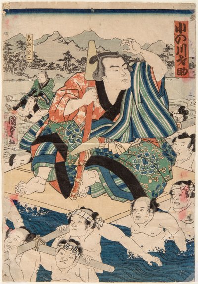 Retrato do lutador de sumo Onogawa Saisuke. Impresso por Utagawa Kunisada II (1823-1880) de Utagawa Kunisada II